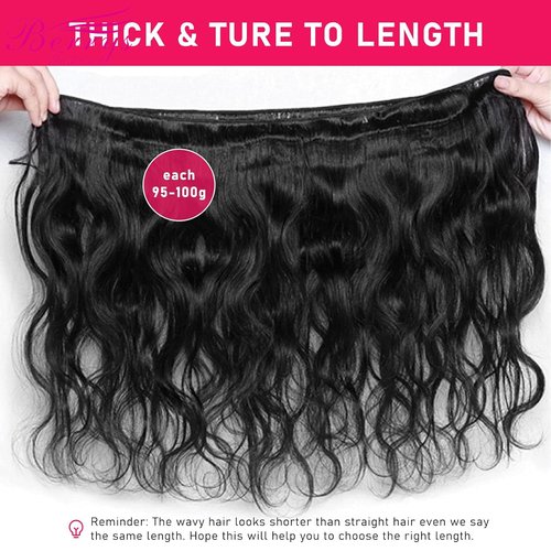 BERRYS FASHION Human Hair Bundles, 9A Brazilian Virgin Human Hair for Black Women, Body Wave Straight, Double Weft, Natural Black, 1 Bundle / 3 Bundles 10 12 14 16 18 20 22 24 26 28 inch