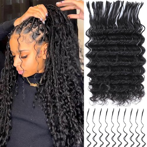 Ssawhair Pre-Divided Deep Wave Bulk Human Hair For Boho Braids Double Drawn Curly Virgin Human Hair Bulk For Braiding Hair Extensions 16Inch 200g 640Roots