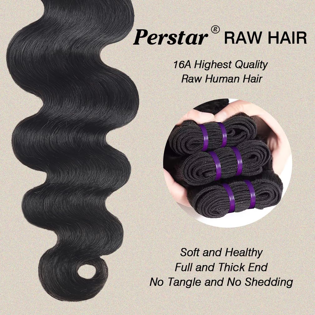 16A Raw Hair Body Wave Bundles Unprocessed Vietnamese Virgin Hair Body Wave Human Hair 3 Bundles for Black Women 14 16 18 Inches Wet And Wavy Hair Weft Natural Black