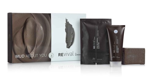 REvival Mud About You Kit - Detoxifying Gift Box with Dead Sea Antioxidant Mud Mask (100ml), Dead Sea Mud Soap Bar (125g), & Mineral Black Mud (200g) - Nourishing, Reviving, and Cleansing