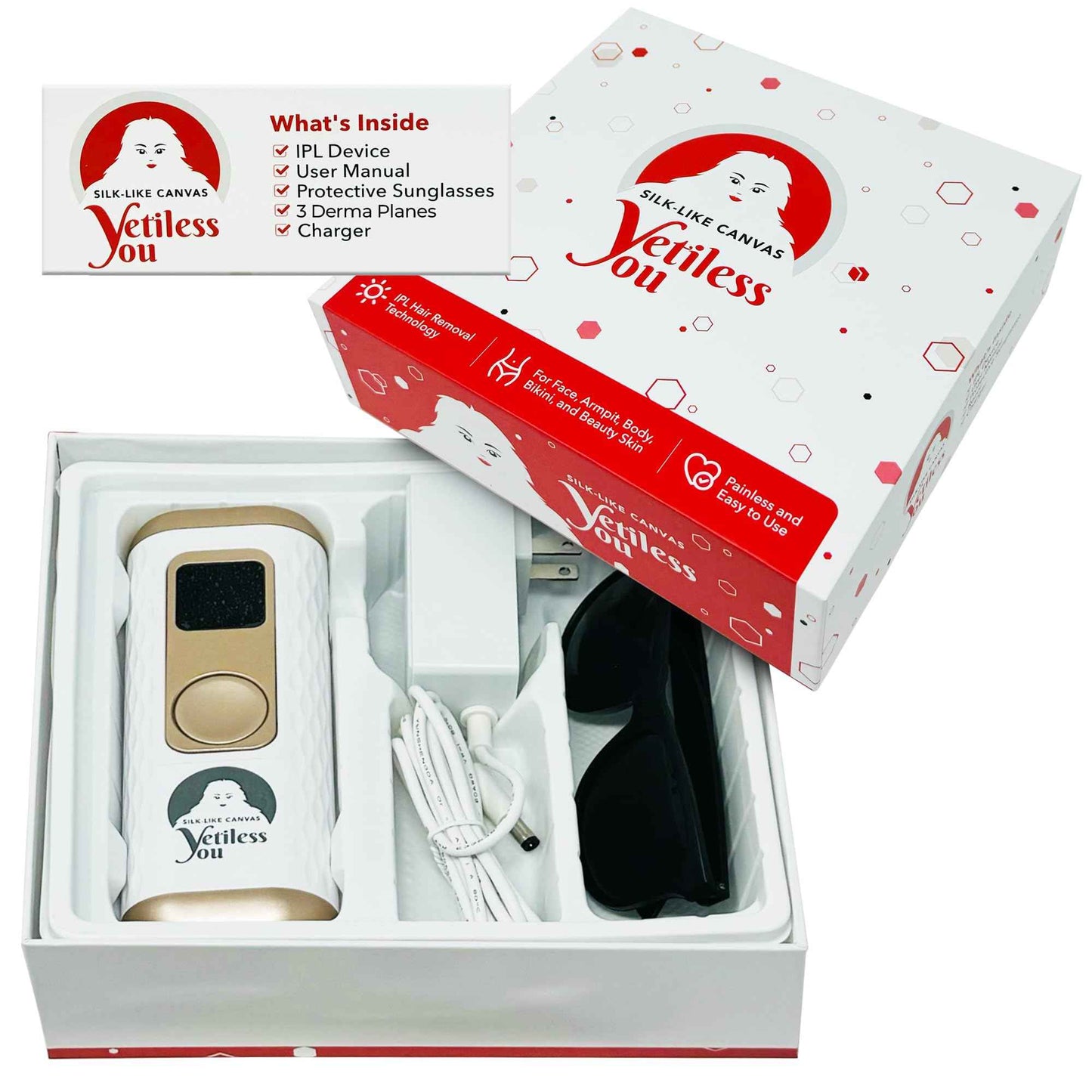 IPL Hair Removal Device, Laser Remover for Women & Men, at-Home Cooling Epilator with Quartz Tube, Hair Removal Machine for Yetiful Skin, Maquina Depilar (White)