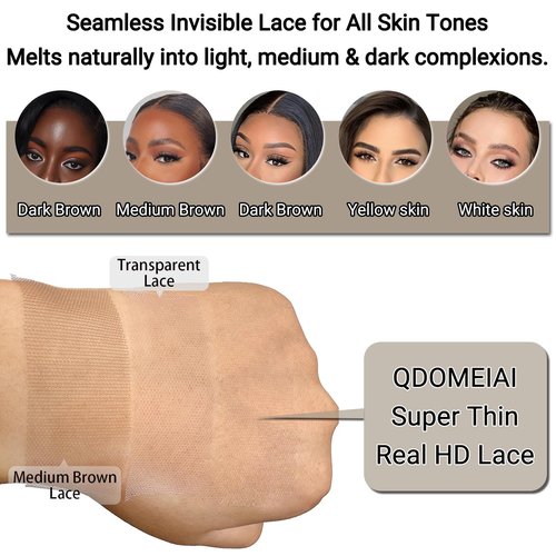 QDOMEIAI 16 Inch 4x4 HD Lace Closure Straight Human Hair – Melt Invisible Swiss Lace, Pre-Plucked Natural Hairline with Baby Hair