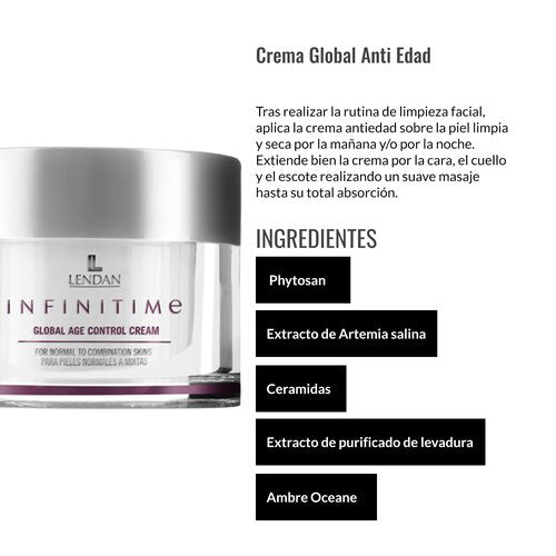 Lendan - Facial Cream - Global Age Control Cream Infinitime - 50 ml - for Normal and Combination Skin - Lightweight Hydration - Supports Skin’s Natural Firmness