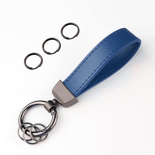 Turcee Leather Car Keychain, Creative Personality Key Fob, Accessories Universal Keychain for Men and Women (Blue)
