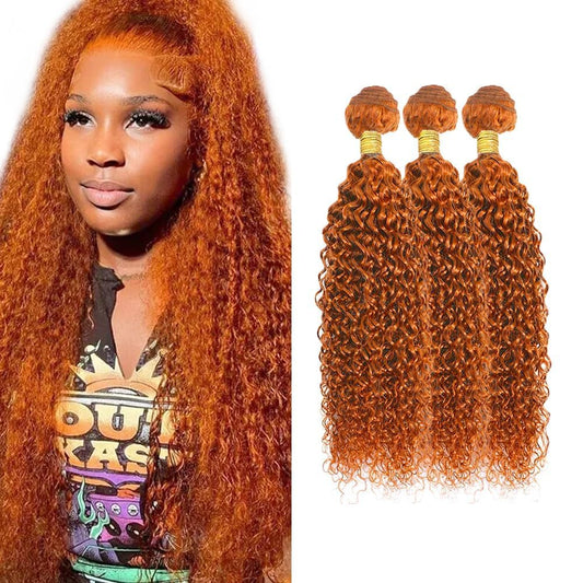 Giginger Brazilian Human Hair Bundles 20 22 24 inch Orange Jerry Curly Bundles 350 Color Human Hair Ginger Orange Unprocessed Virgin Quick Weave Hair for Black Women