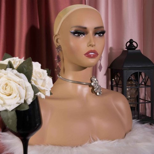 JINGFA Mannequin Head Wig Head Mold - Stylish and Realistic Mannequin Head with Shoulders, Simple and Easy to Use for Fashion Enthusiasts