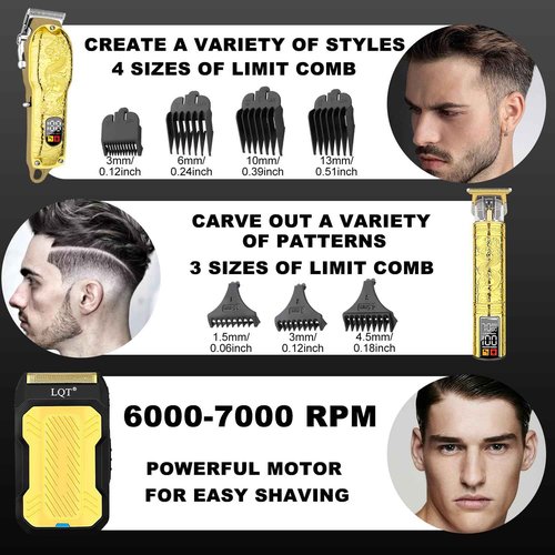 LQT Professional Hair Clippers for Men,3 In1 Cordless Beard Trimmer Electric Shavers,T-Blade Barber and Set,Electric Cut Machines,Men’S Grooming Kit Gifts,for Home,
