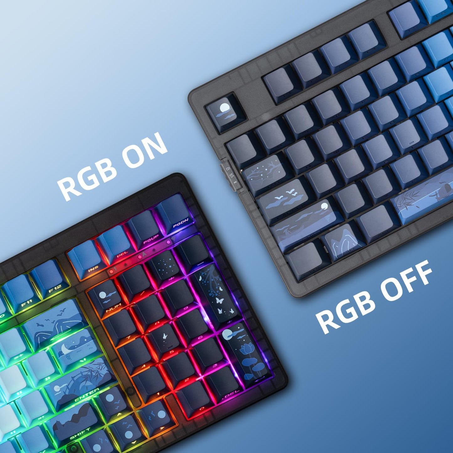 ZORNHER ZH980 Wireless Mechanical Gaming Keyboard,95% Blue Hot-Swappable Custom Creamy Keyboard with Number Pad,Shine Through Dye Sublimation PBT Keycaps,Pre-lubed Linear Switches,RGB Backlit