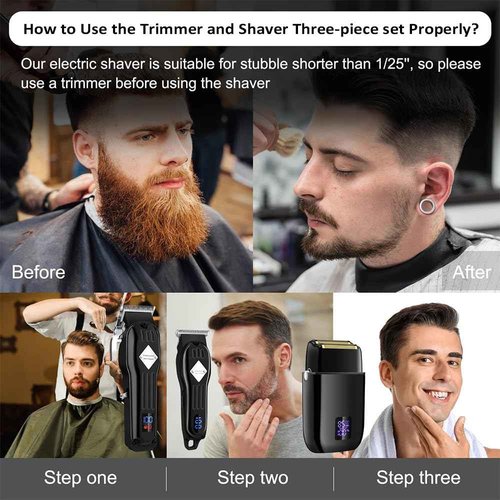 Roziapro Hair Clippers for Men Zero Gapped T-Blade Trimmer Rechargeable Foil Shavers Professional Hair Cutting Kit (Black)