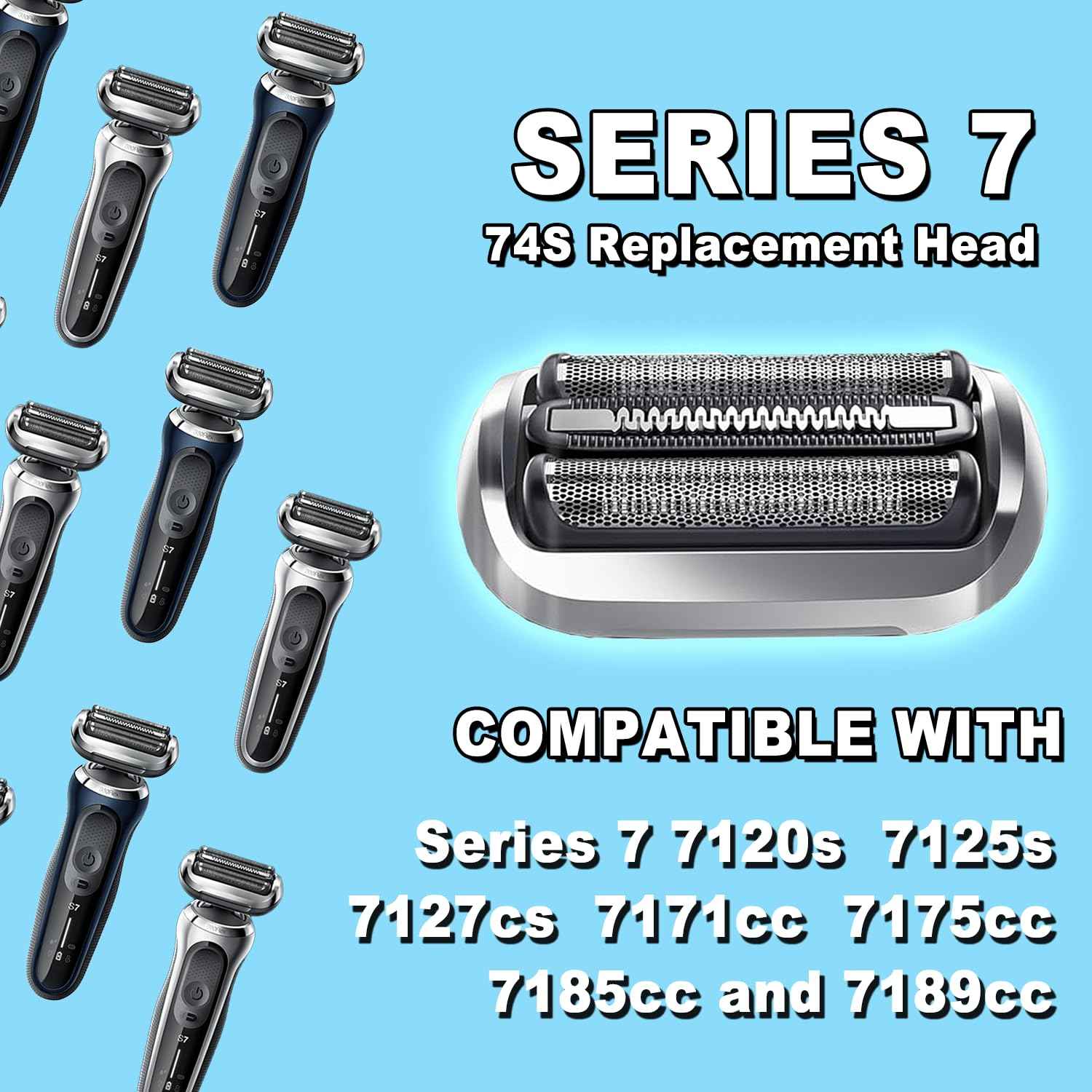 2PAKCS 74S Series 7 Electric Replacement Shaver Head Accessories Series 7 Electric Shaver blade Compatible with Braun Series 7 7120s, 7125s, 7127cs, 7171cc, 7175cc, 7185cc and 7189cc