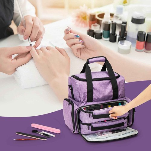 SANDARK Nail Case Holds 70 Bottles (15ml/0.5fl.oz) & Accessories, Purple