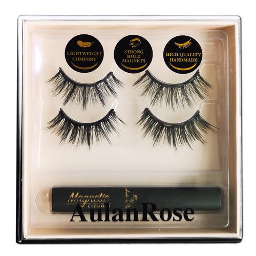 AulanRose Magnetic Eyelashes Natural Look,Magnetic Lashes with Eyeliner Kit, Reusable Fake Eye Lash, Cruelty-Free & Vegan, Strongest Waterproof Liquid Liner