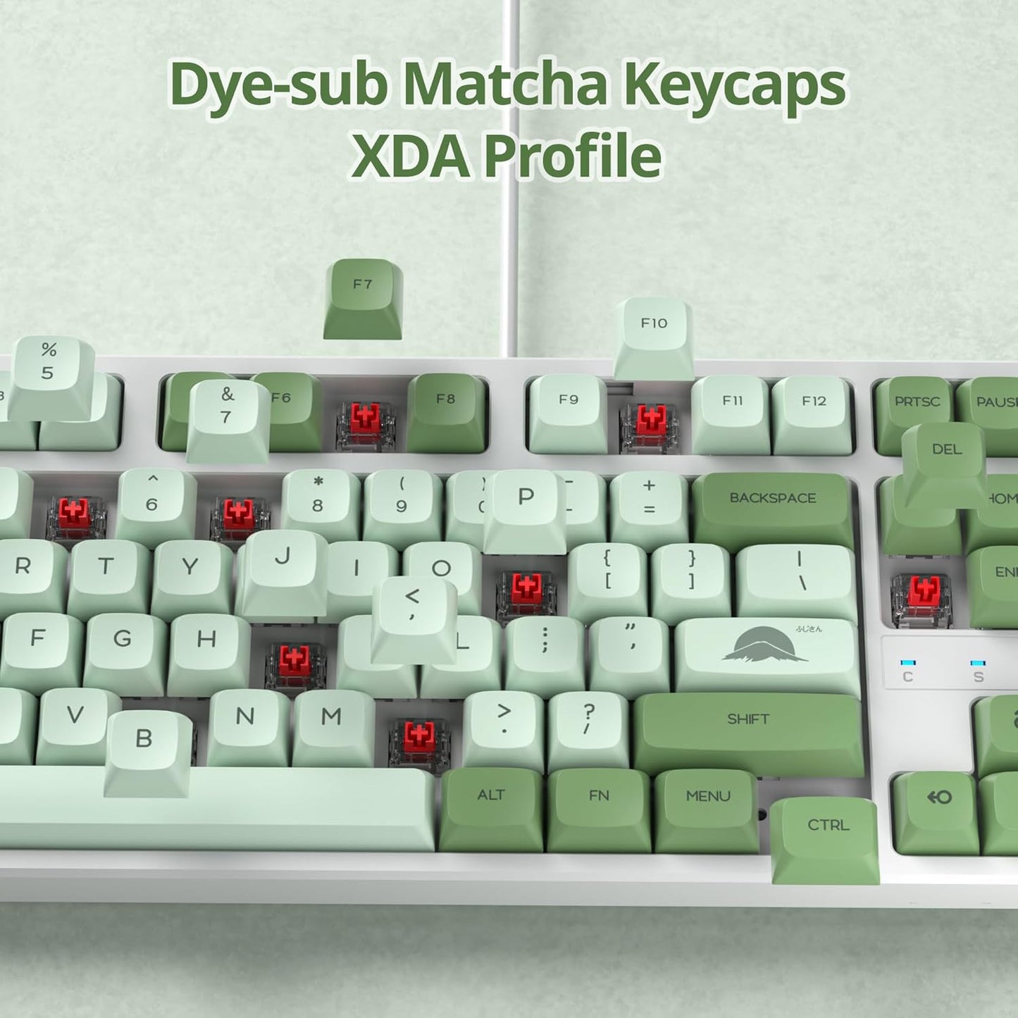 60 Percent Gaming Keyboard Green Matcha Keyboard 61 Keys Wired Mechanical Keyboard Red Switch RGB MDA Keycaps for Windows PC Laptop Gamers(61 Matcha)