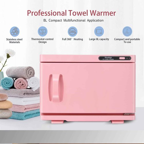 Niuadage Hot Towel Warmer Cabinet 8L, Facial & Spa Towel Warmer Auto Reheat, Perfect for Estheticians - Pink