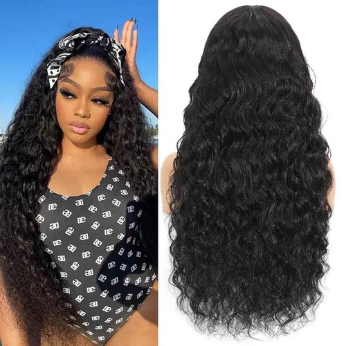 CrownGlory Loose Deep Wave Lace Front Wigs Human Hair Pre Plucked 13X4 Transparent Loose Wave Wig with Baby Hair for Women(Natural Color, 34 Inch)