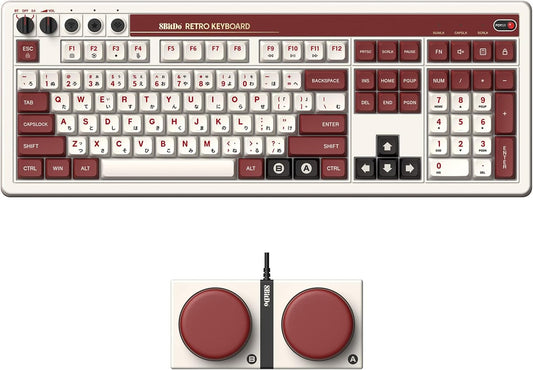 8BitDo Retro 108 Mechanical Keyboard with 108 Keys and Integrated Numpad, Bluetooth/2.4G/USB-C Hot Swappable Wireless Gaming Keyboard for Windows and Android - N Edition