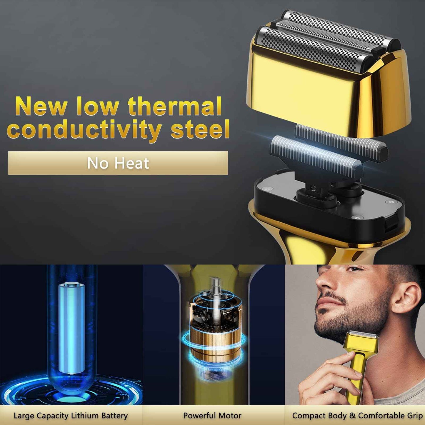 GSKY Electric Shavers for Men, Gold Baber Clipper Set, Hair Trimmer and Foil Shaver, Mens Beard Trimmer