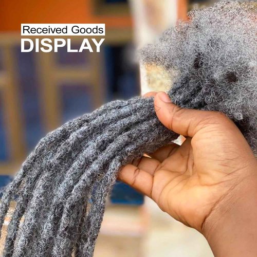 Salt and Pepper Loc Extensions Human Hair 0.6cm 8 Inch 60 Strands Nature Grey and Black Dreadlock Extensions Real Human hair for Women/Men/Kids Full Handmade Permanent Butterfly Gray locs