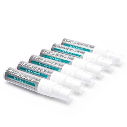 Smilesaver Retainer Cleaner - A Clean Label, Safe, 30 Sec Spray Cleaner for Retainers, Invisalign, Dentures. Minty Taste. Portable. Convenient. No Rinsing. Protects Oral Health. (1oz) (Pack of 6)
