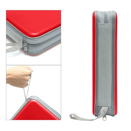 CD Case, Siveit DVD Case Holder 96 Capacity Hard Plastic CD DVD Disc Cases Storage Binder Wallet for Car Home Office Travel (Red)