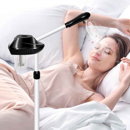 Fuehomue Professional Facial Steamer on Wheels, Facial Steamer for Facial Deep Cleaning, Facial Humidifier for Spa, Adjustable Height for Spa, Salon and at Home Use