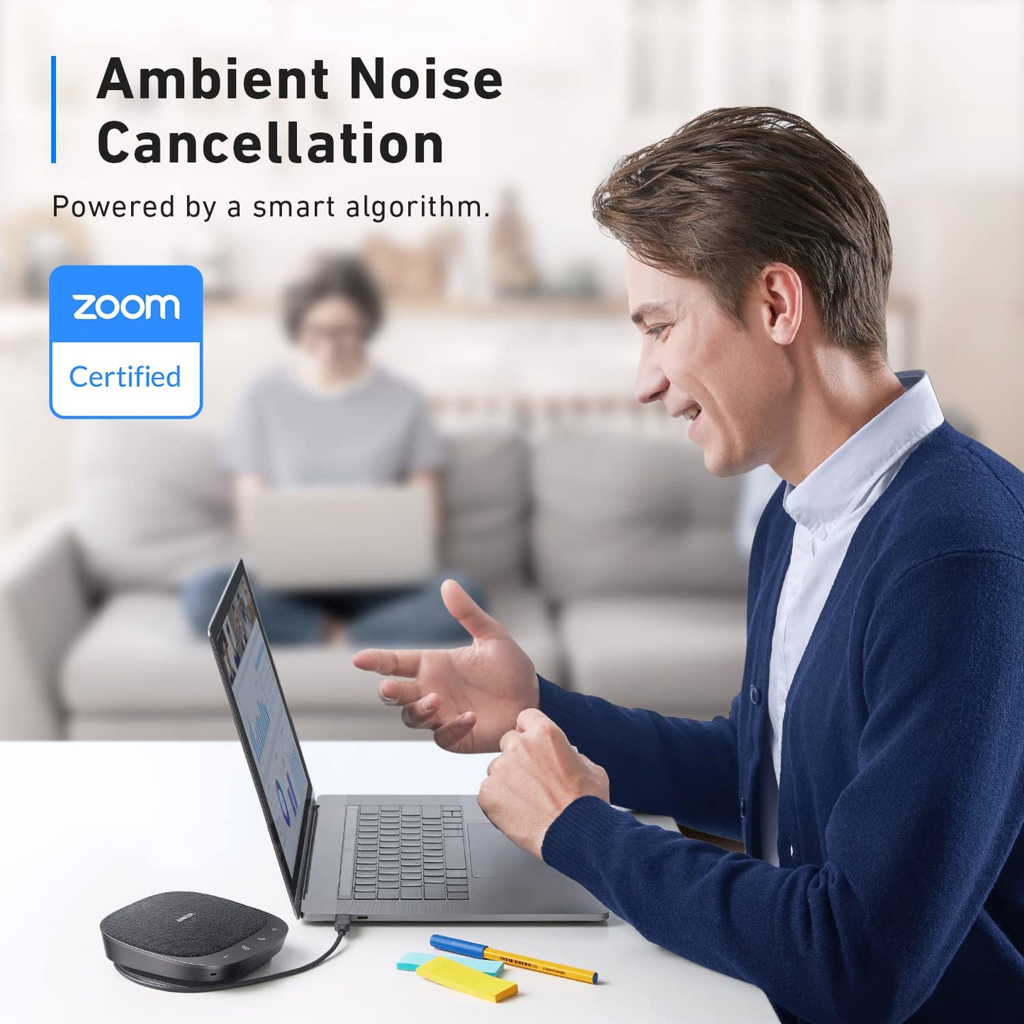 Anker PowerConf C200 2K Mac Webcam & PowerConf S330 USB Speakerphone, Computer Cam for Laptop with AI-Noise Cancelling Mics & Adjustable FoV, Home Conference Mic with AI Voice Enhancement, Plug & Play