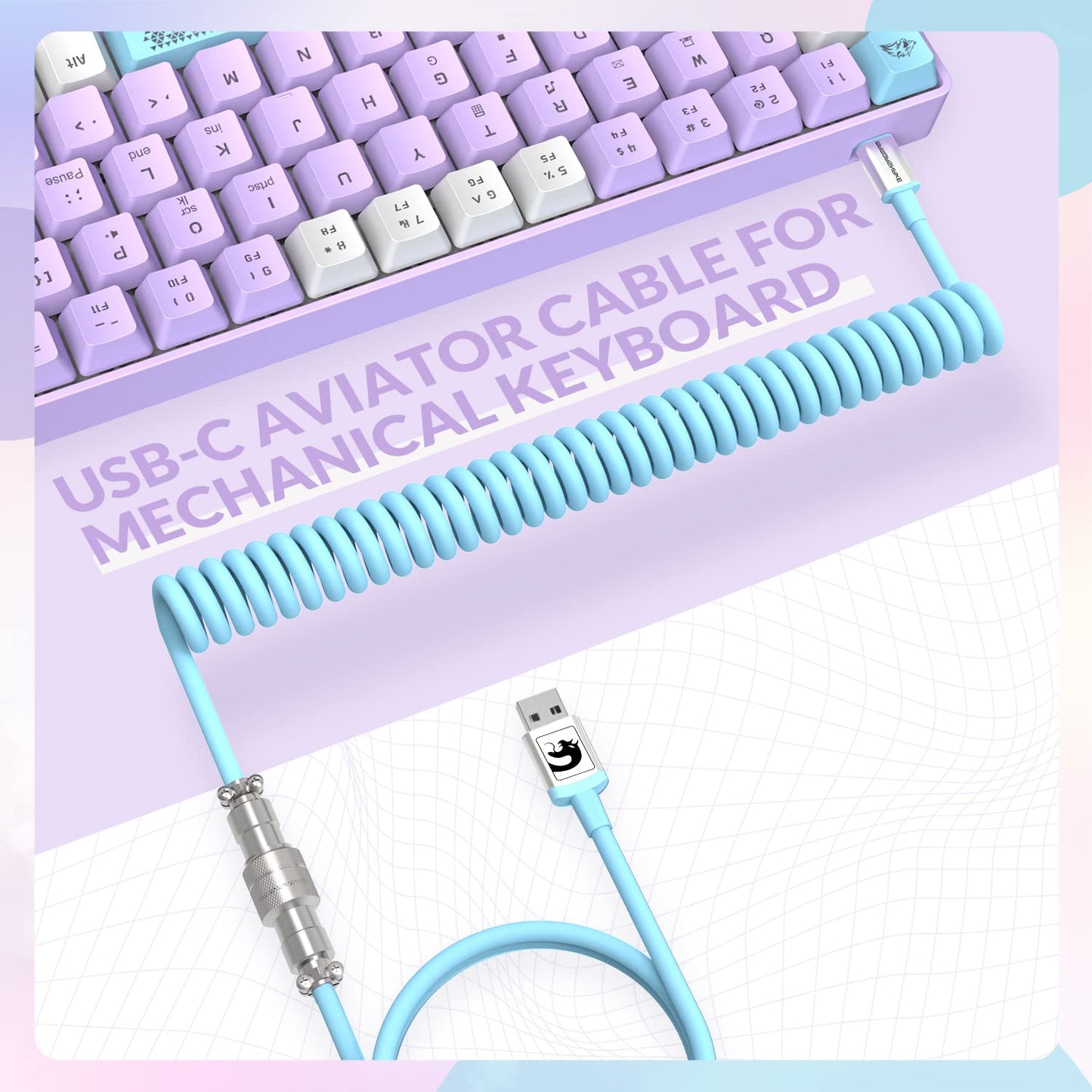 ZIYOU LANG RK-T8 Wired 65% Mechanical Gaming Keyboard with RGB LED Backlit Anti-ghosting TKL Mini 68 Key Custom Coiled C to A Cable Tactile Blue Switch for PS4 PS5 Xbox PC Mac Gamer(Lavender)