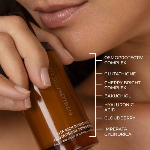 Fitglow Beauty Vita Rich Bakuchiol + Glutathione Super Cream | Advanced Anti-Aging Face Moisturizer | Radiance-Boosting, Firms & Smooths Fine Lines | Plant-Powered Hydration | 50ml