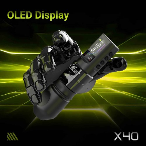 Filter Tattoo Gun - 7 Strokes 2.0-4.0mm Tattoo Machine Pen with Extra OLED Digital Display 1600mAh Battery Power Tattoo Kit for Beginners and Artists (X40 Sliver)