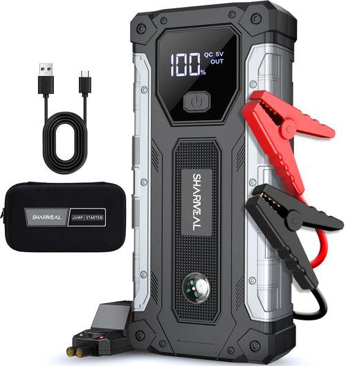 Sharmeal Car Jump Starter 3000A, Jump Starter Battery Pack for Up to 9.0L Gas and 7.0L Diesel Engines, Portable Jump Box with LED Light