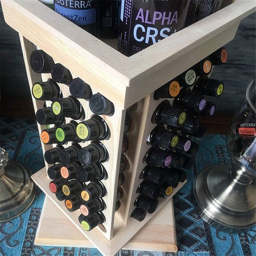 PhantomSky Super Huge Capacity Rotatable Wooden Aromatherapy Essential Oil Carrying Case, Natural Wood Essential Oil Organizer Storage Box Case Display Holds for Travel and Presentations Gift Box