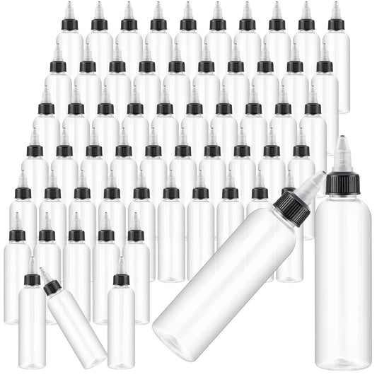 Irenare 200 Pcs 4 oz Plastic Squeeze Bottles Bulk Hair Oil Applicator Bottles Boston Empty Squeeze Condiment Bottle with Twist Top Cap Leak Proof for Liquids Oils Art Crafts Household Kitchen (Clear)