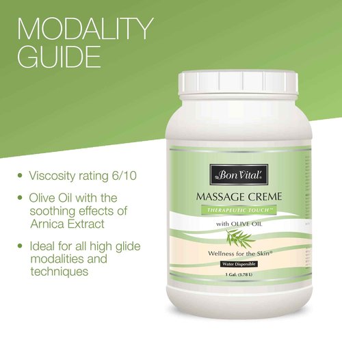 Bon Vital' Therapeutic Touch Massage Creme, Professional Massage Therapy Cream with Olive Oil to Repair Dry Skin & Soothe Sore Muscles, Full Body Moisturizer, 1 Gal, Label may Vary