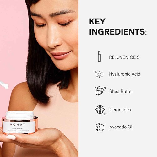 Monat Night Haven Crème – Intensive Hydrating Moisturizer for Face – Nighttime Repair Cream for Plump & Youthful Skin – Anti Aging Night Cream – Natural Night Cream with Shea Butter & Avocado Oil
