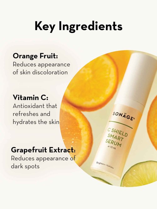 Sonage C Shield Smart Serum: Hyaluronic Acid & Vitamin C | Brightens, Shields from Blue Light, Fades Dark Spots (15 ml)