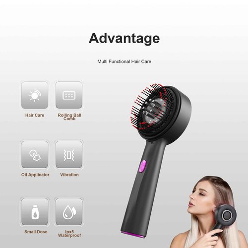 XDMOOS Red Light Dot Scalp Massager - 72-Point Vibration Comb for Hair Care, 3 in 1 Hair Oil Applicator,ipx7 Waterproof Scalp Oil Applicato,Rechargeable Home Use Device with Safety Indicator（Black）