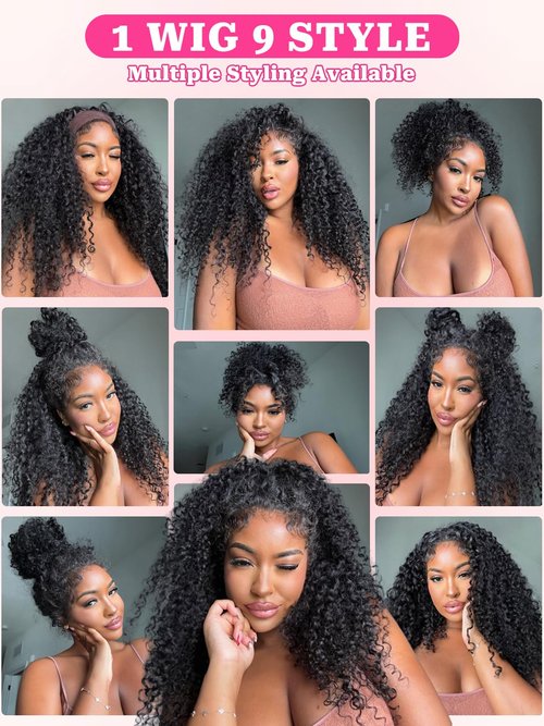 yosly Half Wig Human Hair Water Wave Glueless Wigs Curly Half Wig 3 In 1 Adjustable Drawstring Seamless Flip Over Invisible Hairline Wear Go Beginner Friendly Curly Half Wigs for Women 16 Inch