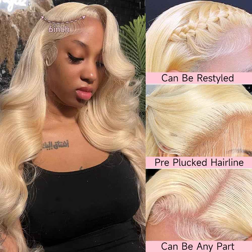 Loyom 613 Lace Front Wig Human Hair 30 Inch 13x6 Transparent Lace 12A Blonde Glueless Lace Front Wigs Human Hair 613 Body Wave Lace Front Wig Human Hair 613 HD Lace Frontal Wigs 200 Density