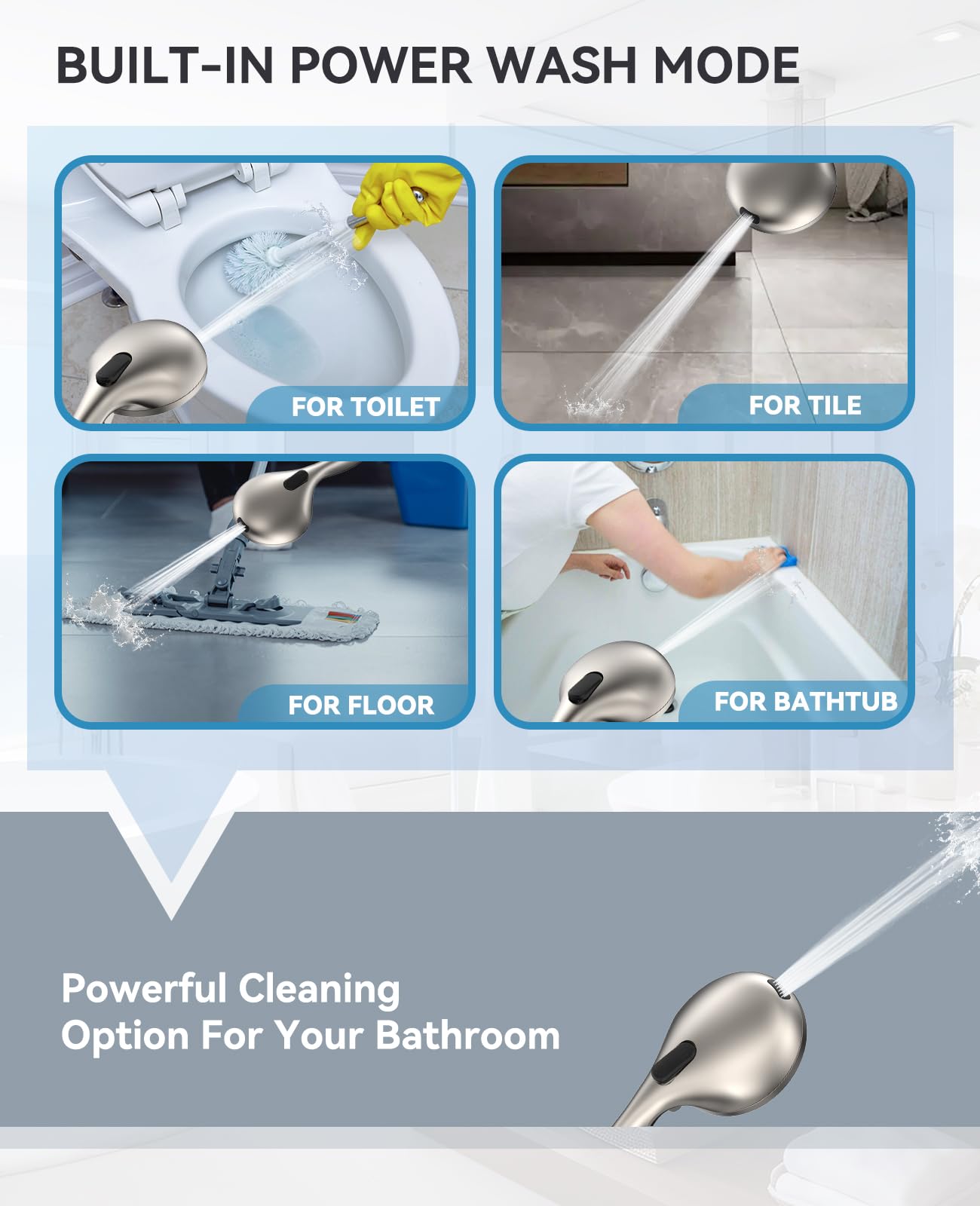 JDO Shower Head with Handheld, High Pressure Handheld Shower Head 9 Settings, Detachable Shower Head Set with Stainless Steel Hose and Shower Bracket (Brushed Nickel)