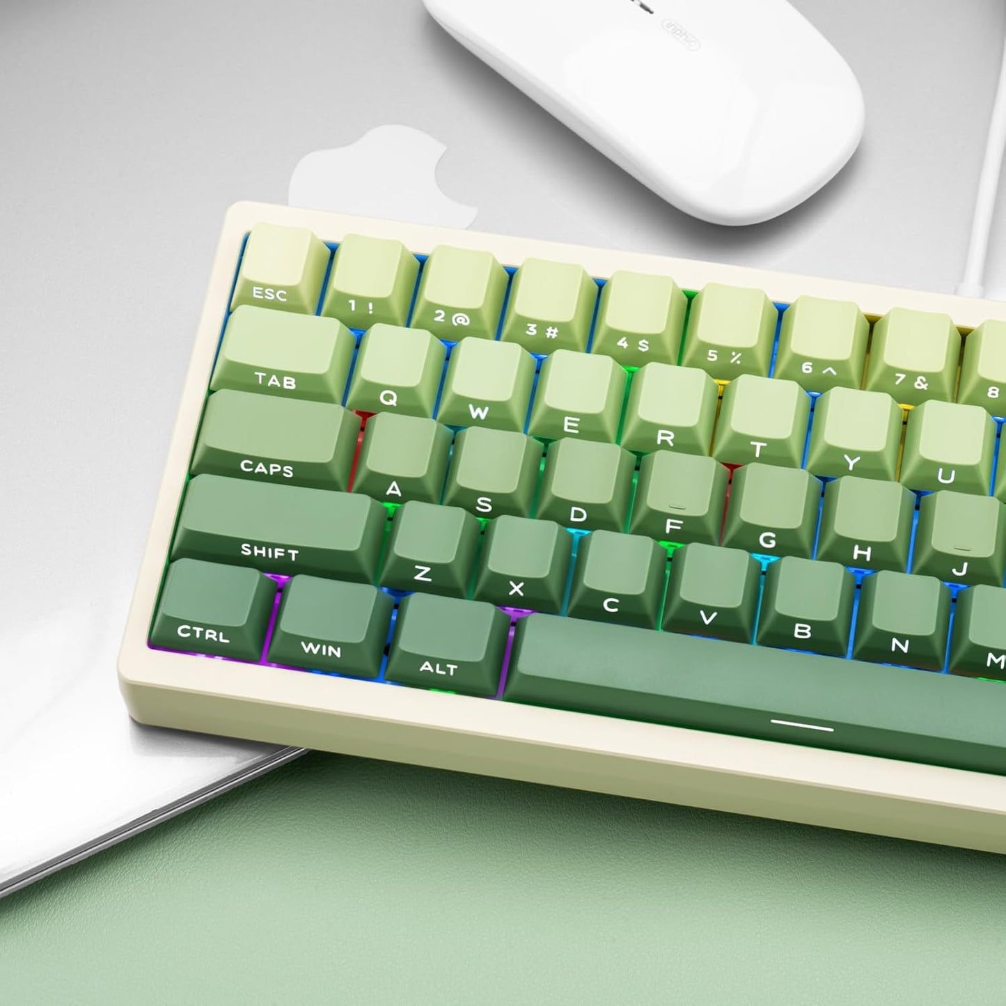 136 Keys Cherry Profile Shine Through PBT Keycaps Set, Pink Gradient Keycap Side Print, Double Shot PBT Key caps Cute, Backlit Custom White Keycaps for ANSI/ISO Layout Mechanical Keyboard
