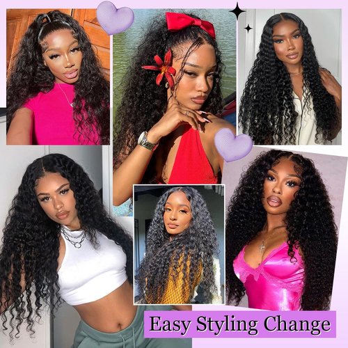 Gloseeing Water Wave Human Hair Bundles 28 Inch 12A Double Weft Wet and Wavy Bundles Human Hair Water Wave Bundles Quick Weave Hair Bundles Natural Black