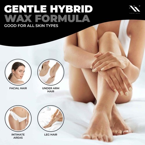 NOVA Melt Warmer for Hair Removal - Mini Waxing Kit with 1lb/500g Hard Wax Beads, 1.1lb Waxing Sticks - Ideal for Face, Body, and Sensitive Areas