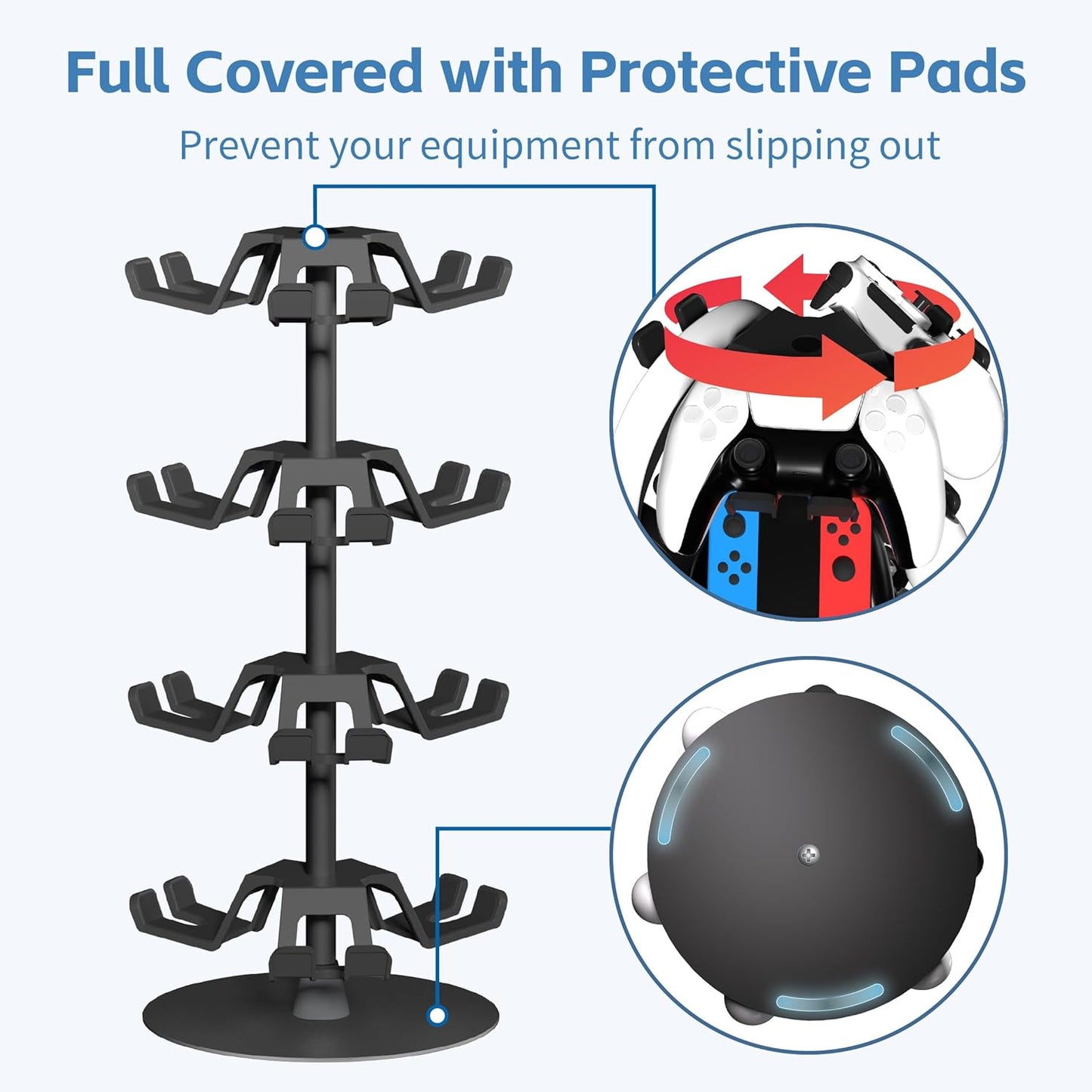 ZYTHRONE Controller&Headset Holder Gaming Rotatable Gamepad Stand Compatible with PS4/PS5/Xbox/Switch 2 Aluminum Alloy (3 Tiers)