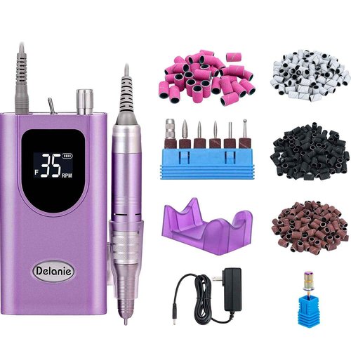Delanie Nail Drill Purple & 300Pcs Sanding Bands Bundle