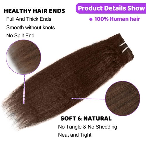 22 Inch Brown Kinky Straight Clip in Hair Extensions Real Human Hair Clip ins Unprocessed Brazilian Virgin Hair Clip on Hair Extensions 4# Kinky Straight Clip ins 8pcs 20 Clips 100g/Set