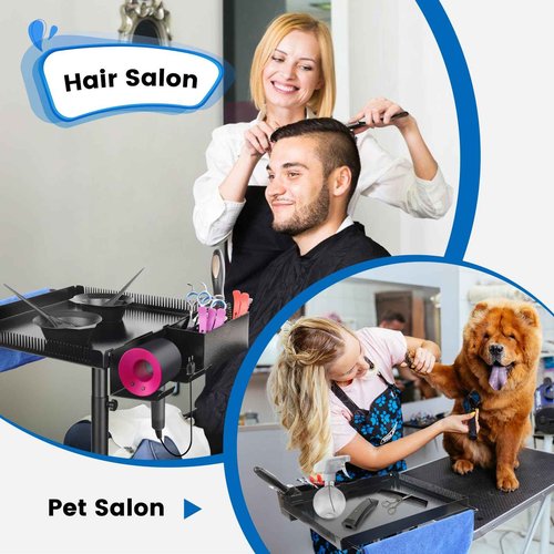 Rolling Salon Tray, Hairstylist Tray on Wheels with Holder and Hair Separator Stand for Salon Station, Salon Tray Cart, Salon Trolley Cart for Salon&Home Use