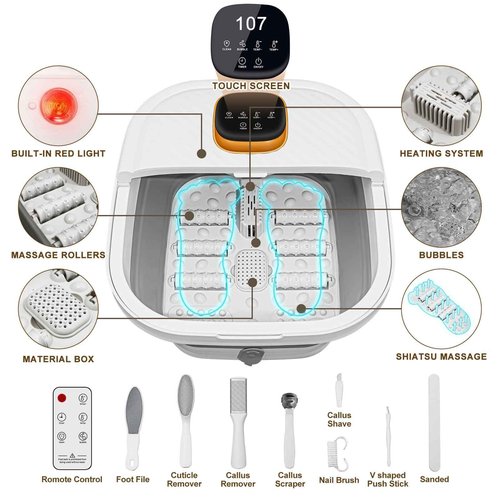 UNIFULL Collapsible Foot Spa Bath with Heat, Touch Screen, Massage Rollers, Bubble, Foot Pedicure Kit, Temperature Control, Foot Spa, Foot Bath Gifts