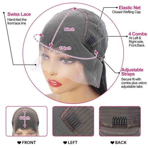 Segsavor 13x6 Deep Wave Lace Front Wigs Human Hair 200% Density HD Lace Front Wigs Human Hair Pre Plucked Natural Color Glueless Wig 100% Virgin Lace Front Wigs for Women（20inch）