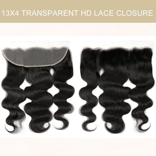 13 x 4 Lace Frontal Closure Huamn Hair Body Wave Ear to Ear HD Lace Body Wave Human Hair Closures Natural Black 10inch