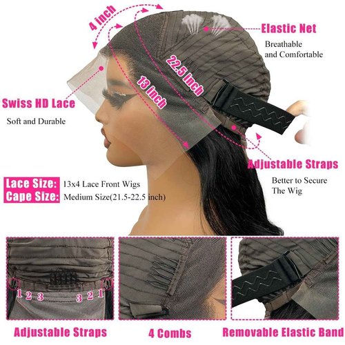 McyMoy Body Wave Lace Front Wigs Human Hair Pre Plucked Pre cut 26Inch 13x4 HD Lace Front Wigs 180% Density Body Wave Human Hair Wig with Baby Hair Glueless Lace Frontal Wigs